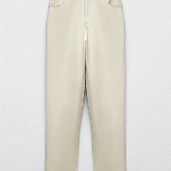 Zara cream faux leather pants Sz 6 - Picture 3 of 7